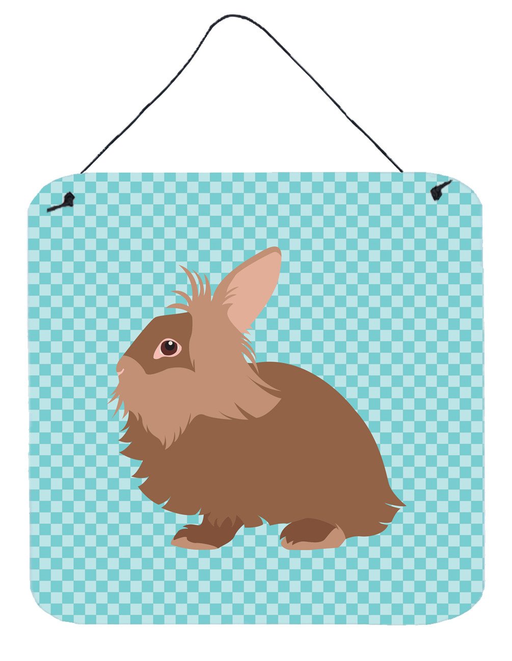 Lionhead Rabbit Blue Check Wall or Door Hanging Prints BB8134DS66 by Caroline&#39;s Treasures