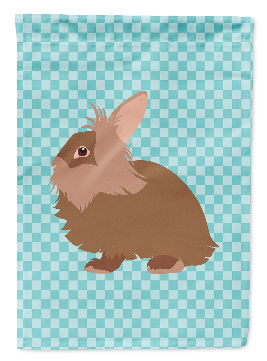 Lionhead Rabbit Blue Check Flag Garden Size  the-store.com.