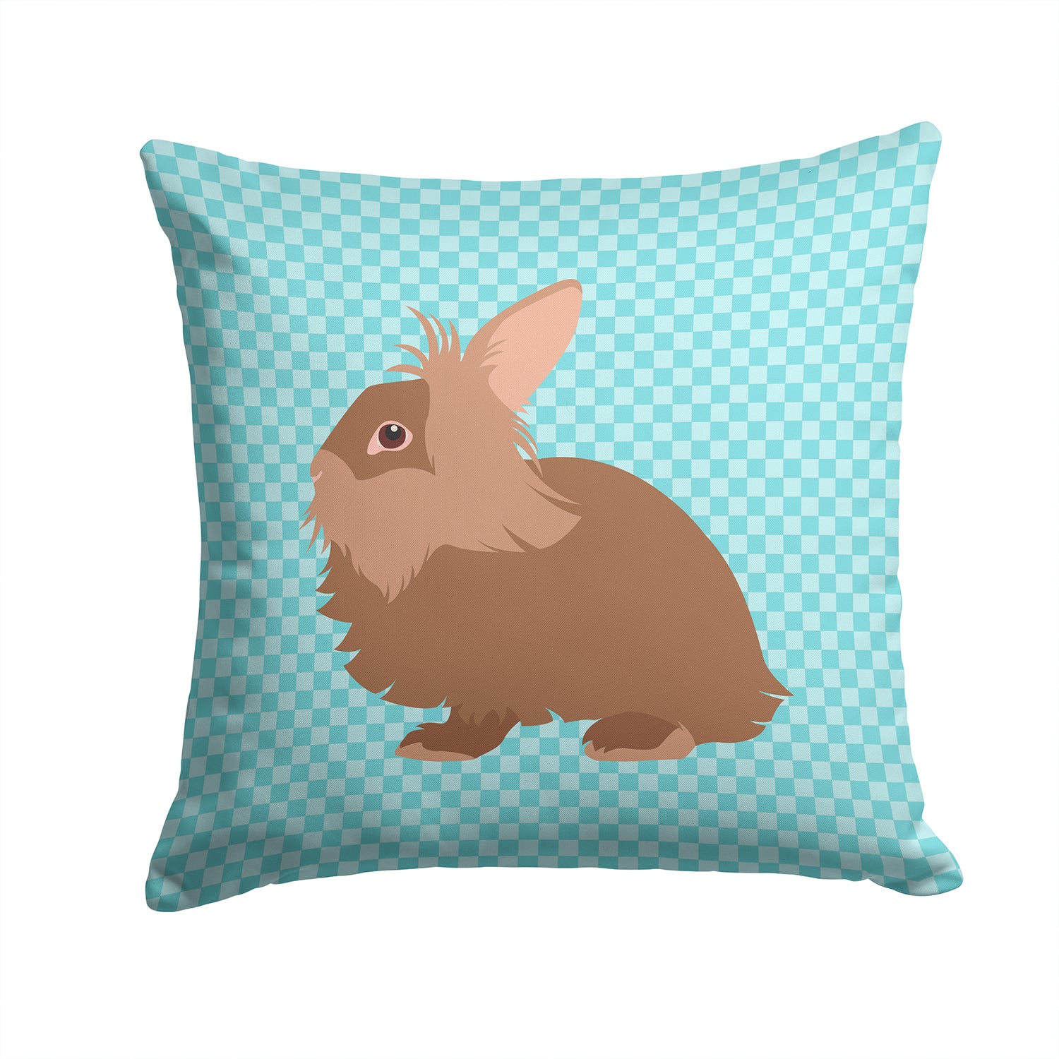 Lionhead Rabbit Blue Check Fabric Decorative Pillow BB8134PW1414 - the-store.com