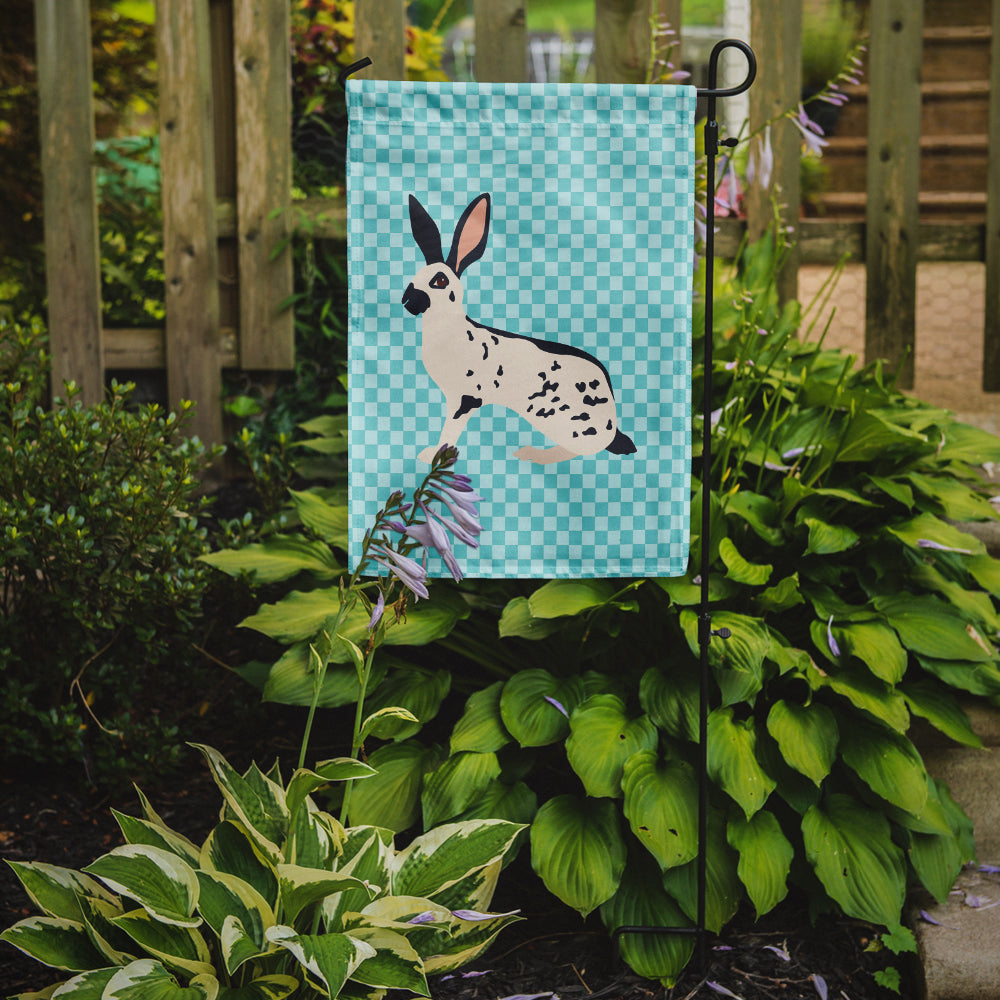 English Spot Rabbit Blue Check Flag Garden Size  the-store.com.