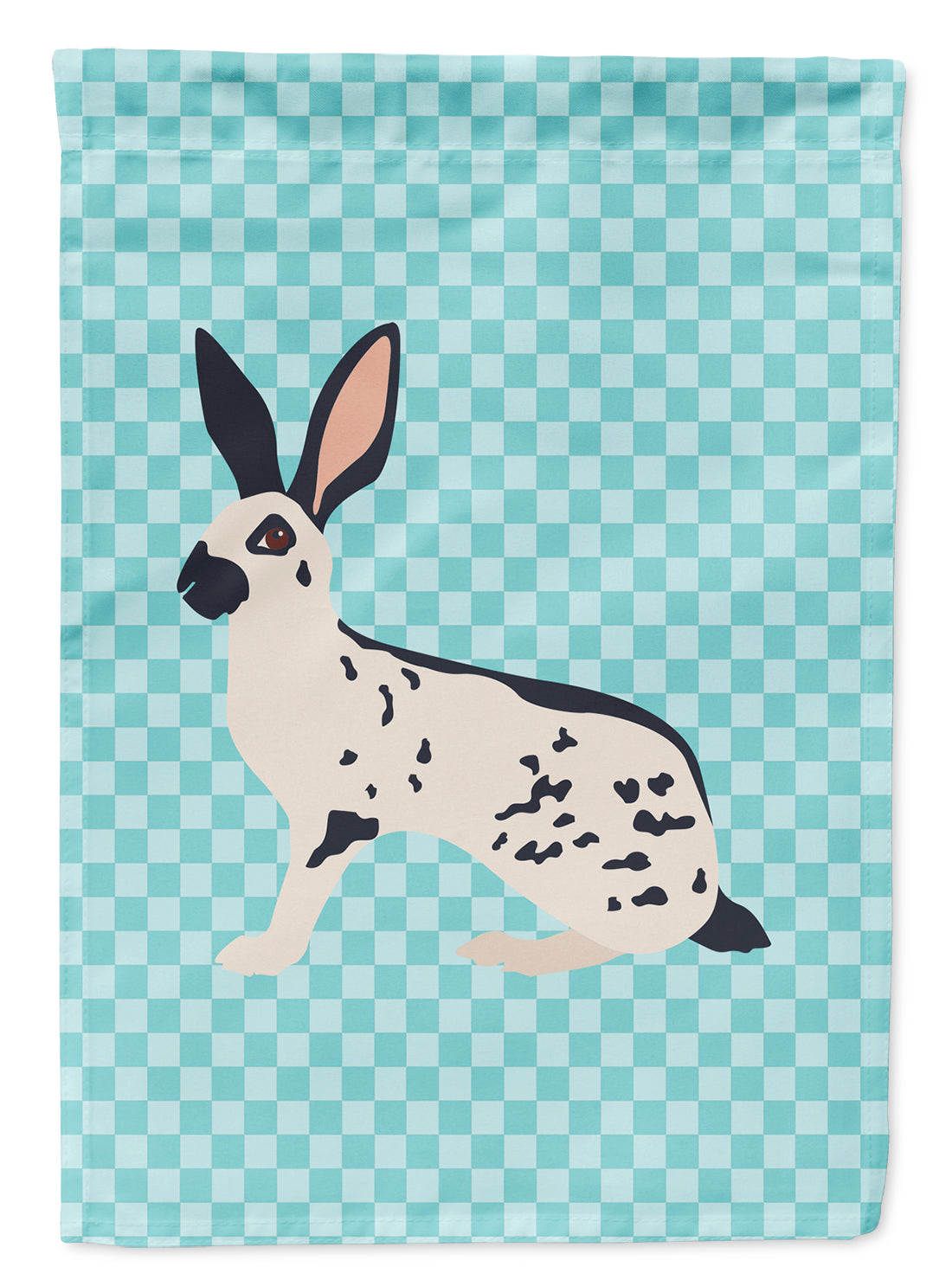 English Spot Rabbit Blue Check Flag Garden Size  the-store.com.