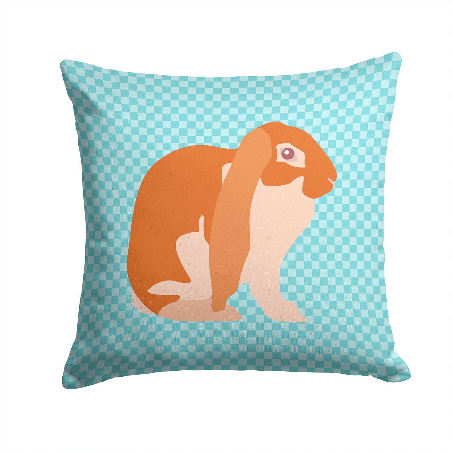 English Lop Rabbit Blue Check Fabric Decorative Pillow BB8136PW1414 - the-store.com