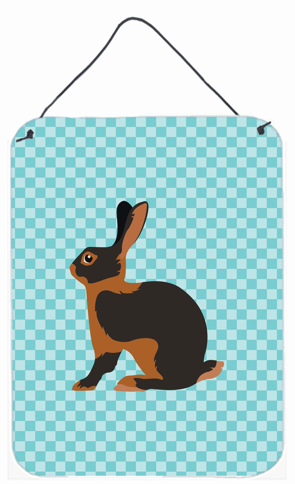 Tan Rabbit Blue Check Wall or Door Hanging Prints BB8137DS1216 by Caroline's Treasures