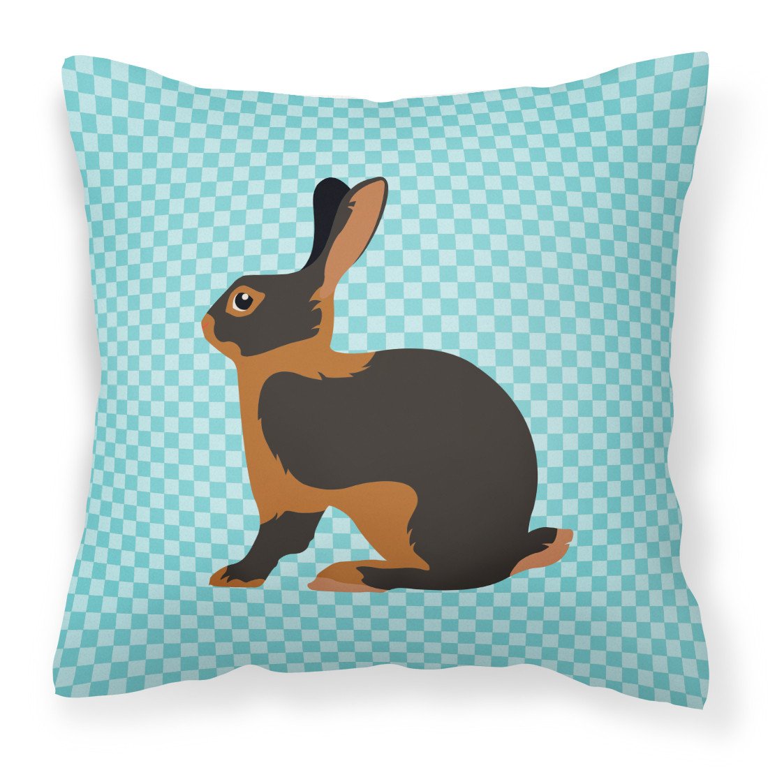 Tan Rabbit Blue Check Fabric Decorative Pillow BB8137PW1818 by Caroline's Treasures