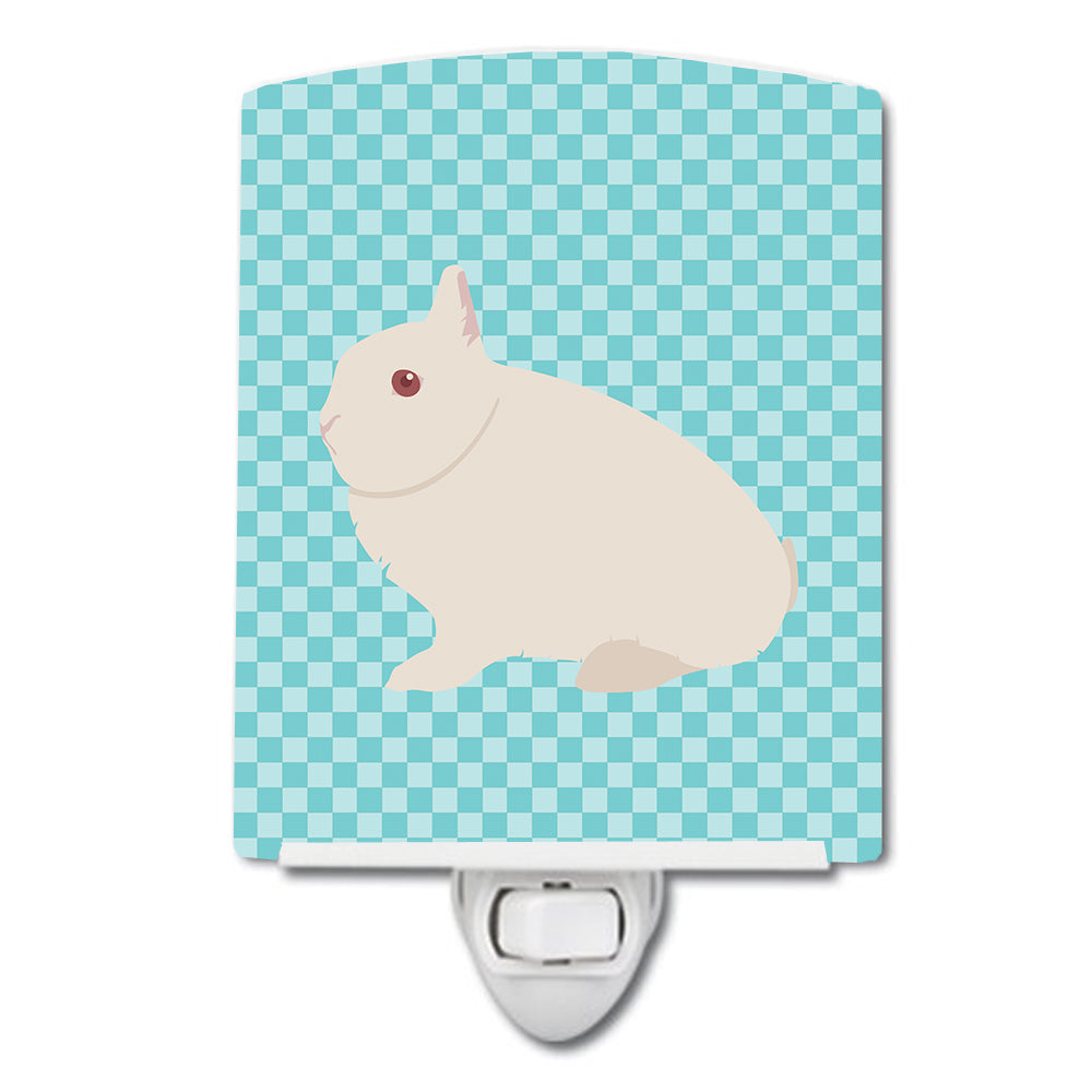 Hermelin Rabbit Blue Check Ceramic Night Light BB8138CNL - the-store.com