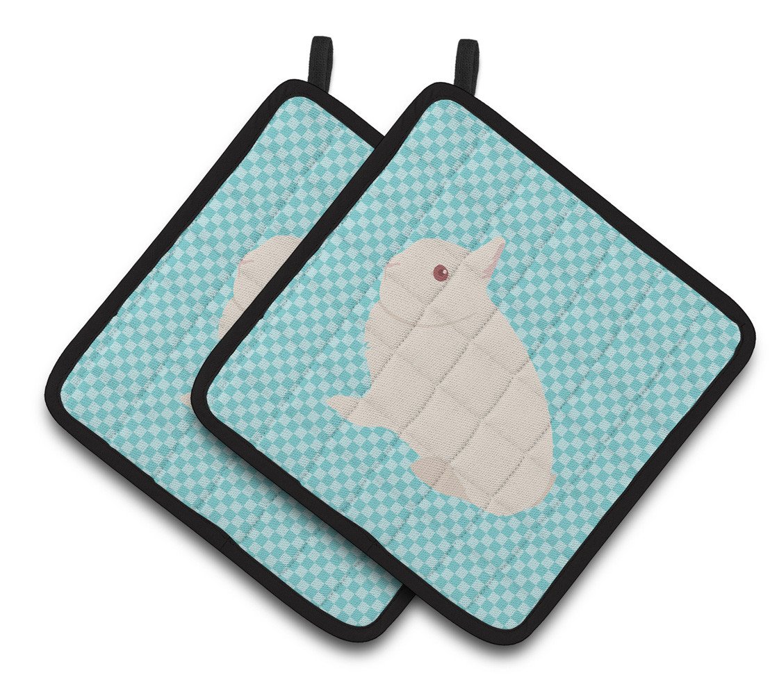 Hermelin Rabbit Blue Check Pair of Pot Holders BB8138PTHD by Caroline&#39;s Treasures