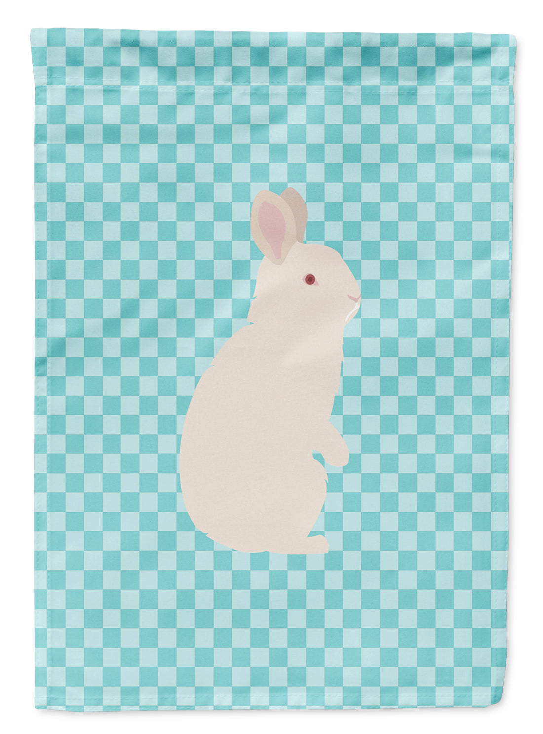 New Zealand White Rabbit Blue Check Flag Garden Size  the-store.com.