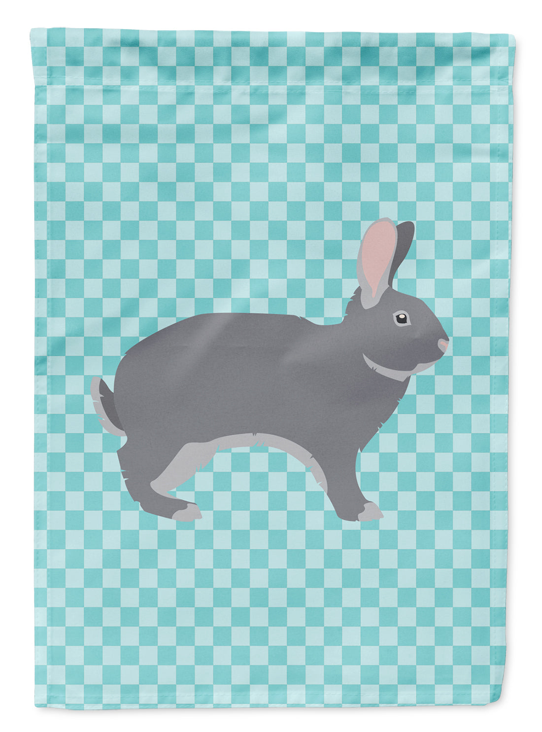 Giant Chinchilla Rabbit Blue Check Flag Garden Size  the-store.com.