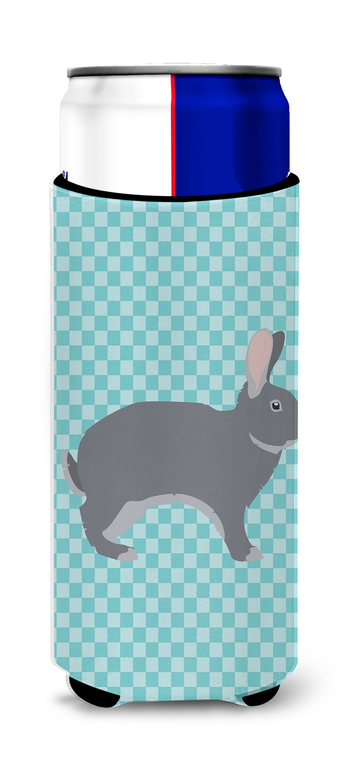 Giant Chinchilla Rabbit Blue Check  Ultra Hugger for slim cans  the-store.com.