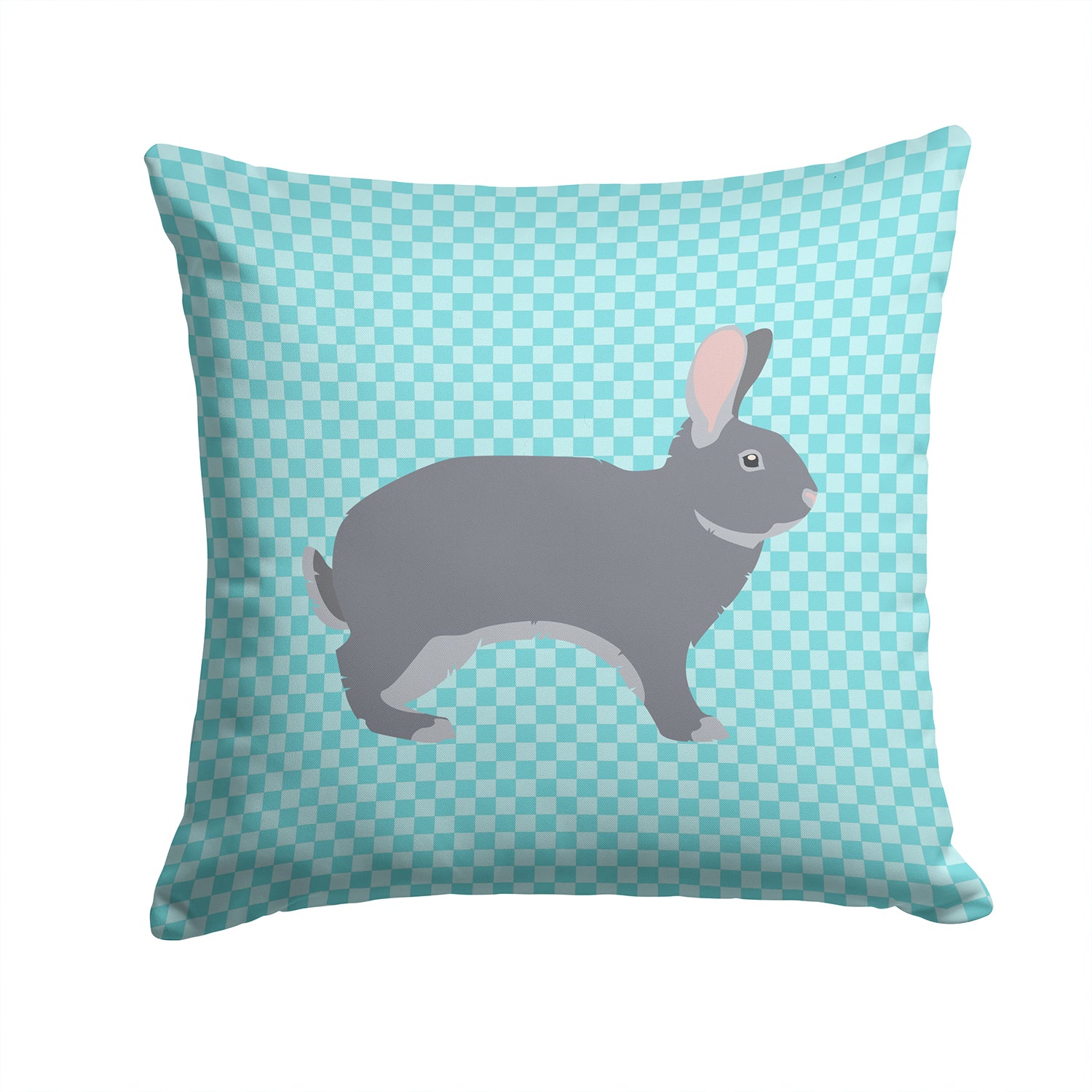 Giant Chinchilla Rabbit Blue Check Fabric Decorative Pillow BB8140PW1414 - the-store.com