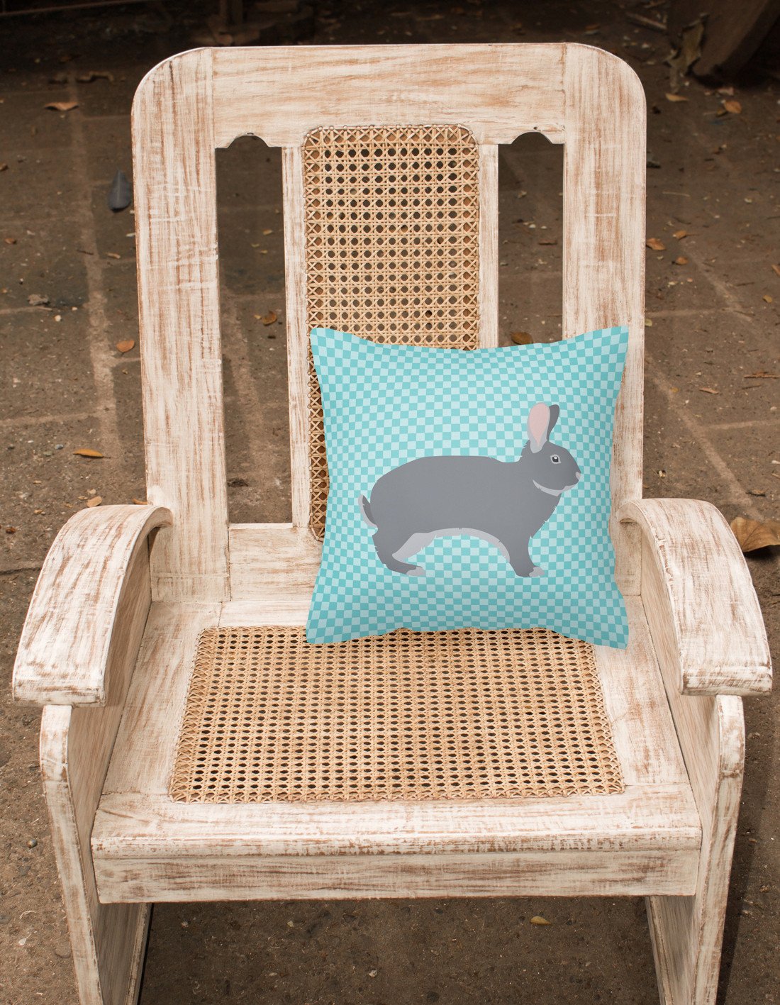 Giant Chinchilla Rabbit Blue Check Fabric Decorative Pillow BB8140PW1818 by Caroline's Treasures