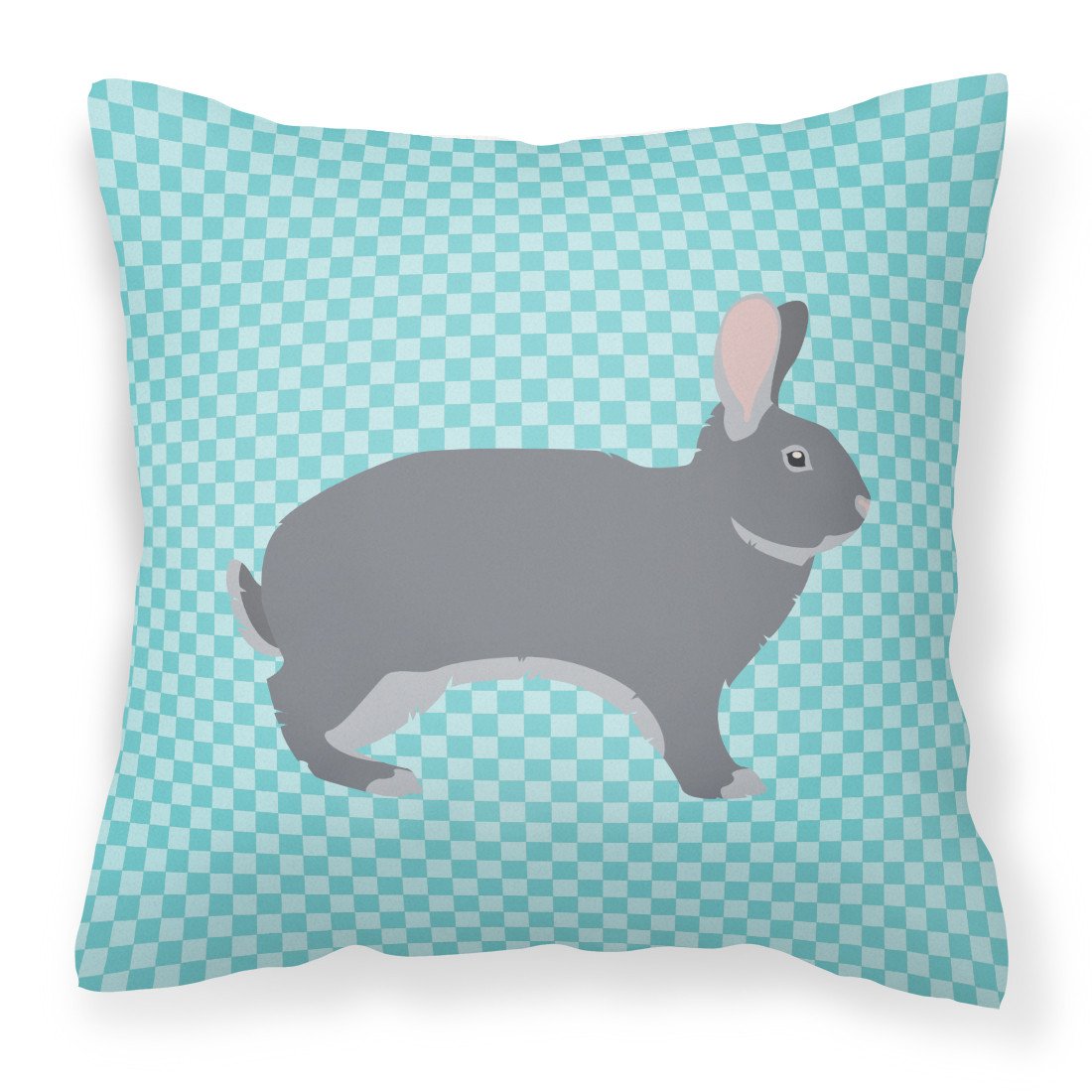 Giant Chinchilla Rabbit Blue Check Fabric Decorative Pillow BB8140PW1818 by Caroline's Treasures