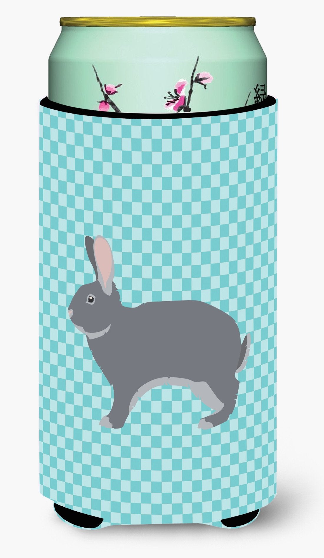 Giant Chinchilla Rabbit Blue Check Tall Boy Beverage Insulator Hugger BB8140TBC by Caroline's Treasures