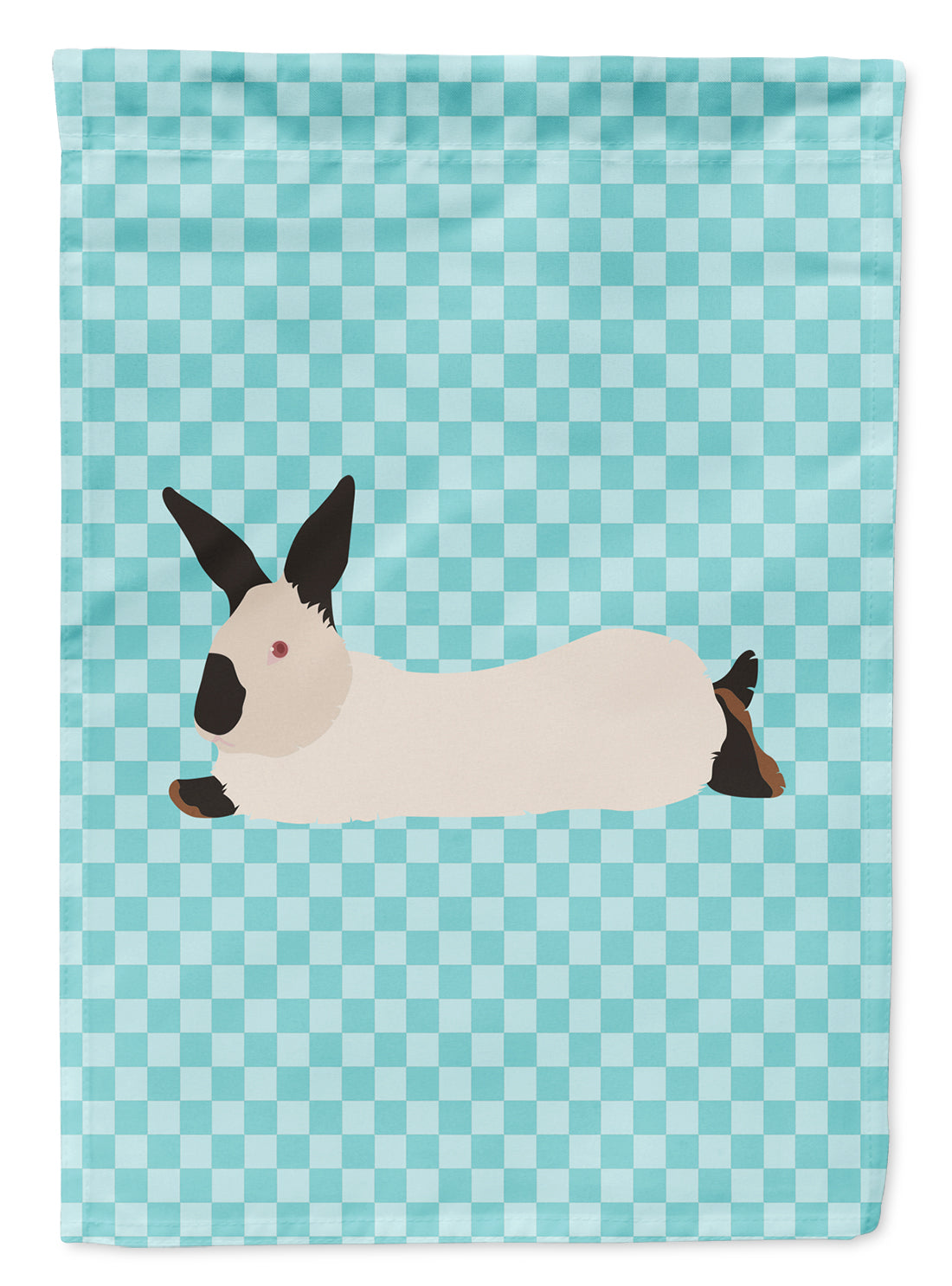 California White Rabbit Blue Check Flag Garden Size  the-store.com.