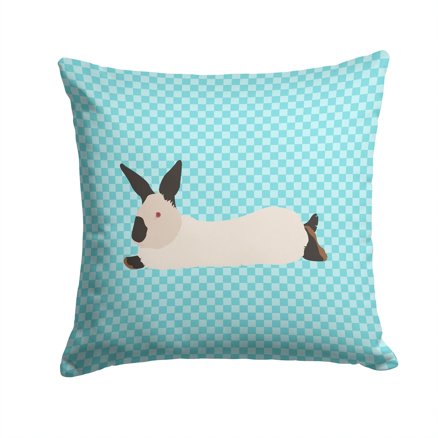 California White Rabbit Blue Check Fabric Decorative Pillow BB8141PW1414 - the-store.com