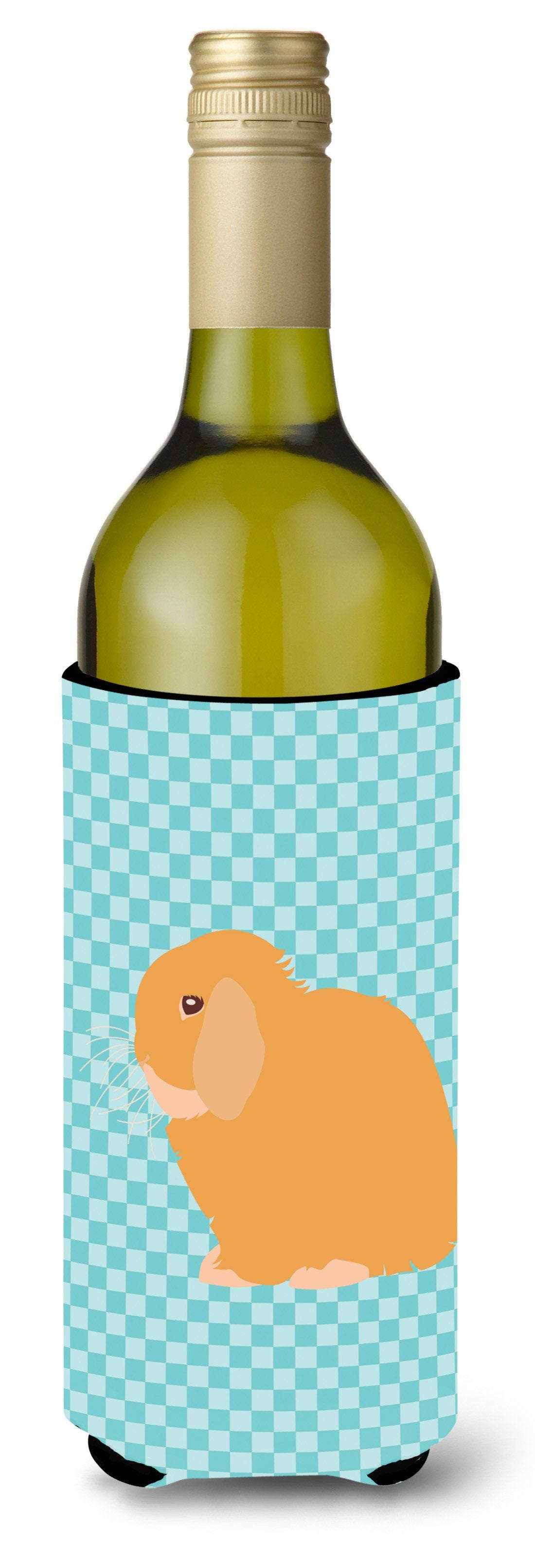 Holland Lop Rabbit Blue Check Wine Bottle Beverge Insulator Hugger BB8142LITERK by Caroline's Treasures