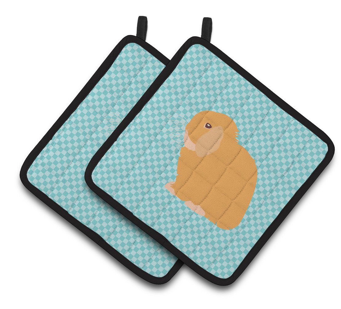 Holland Lop Rabbit Blue Check Pair of Pot Holders BB8142PTHD by Caroline's Treasures