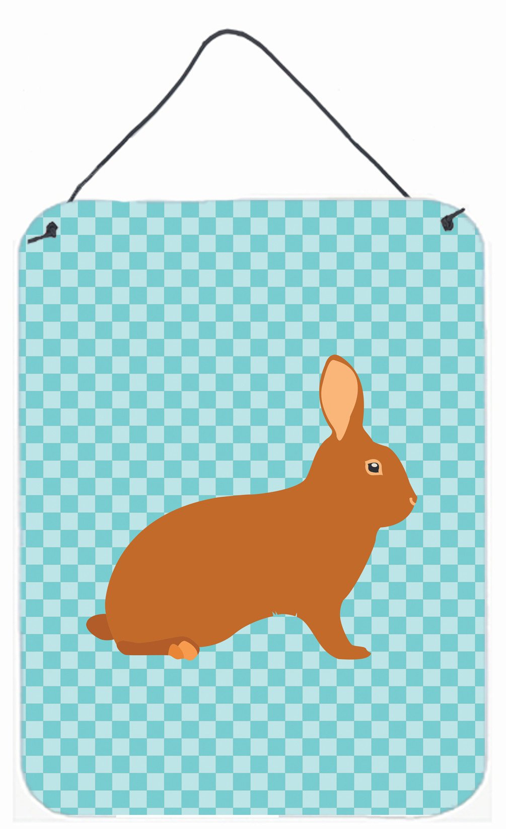 Rex Rabbit Blue Check Wall or Door Hanging Prints BB8143DS1216 by Caroline's Treasures