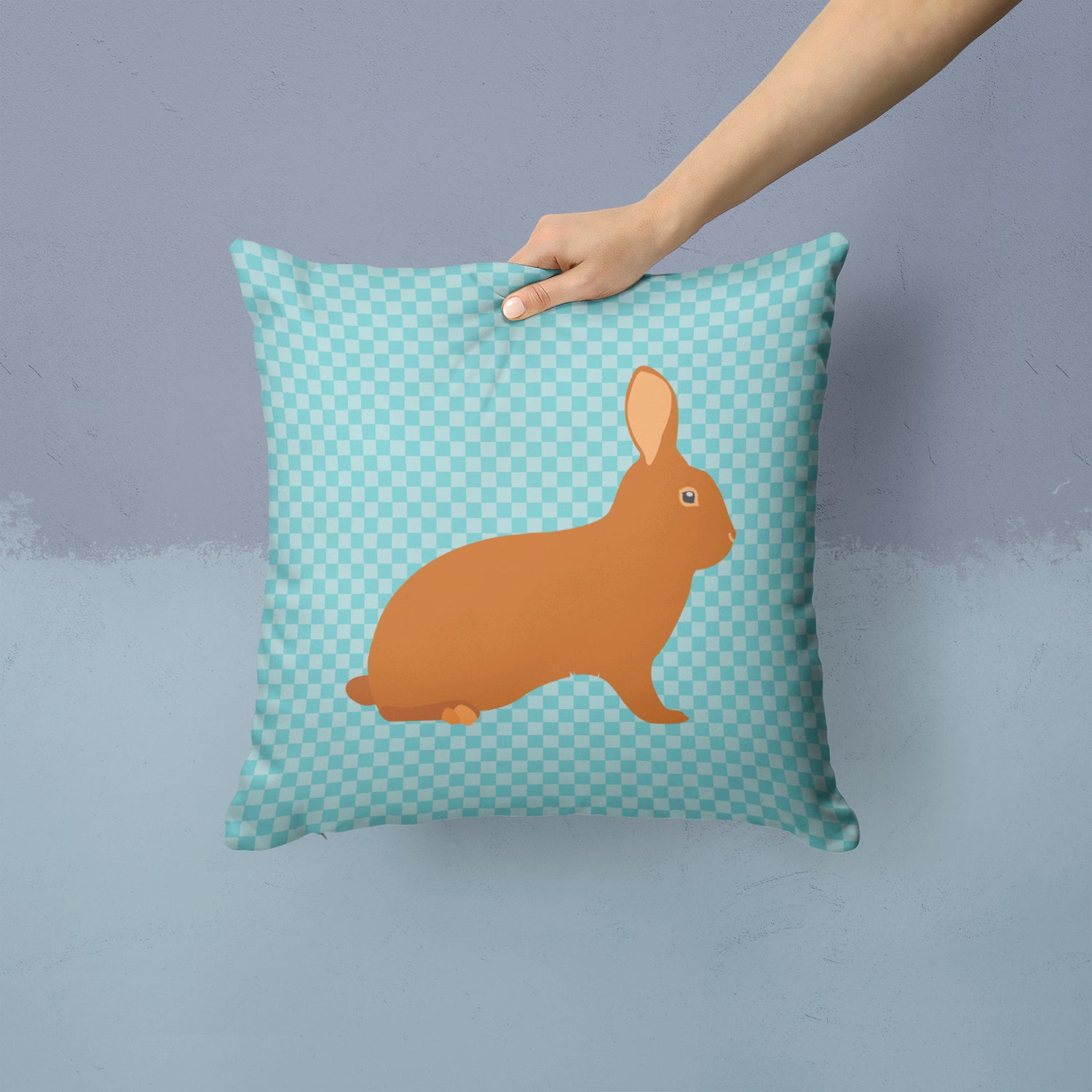 Rex Rabbit Blue Check Fabric Decorative Pillow BB8143PW1414 - the-store.com