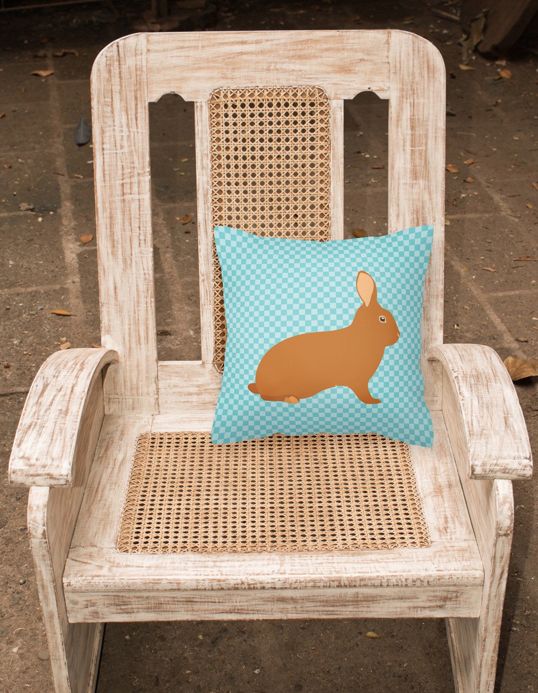 Rex Rabbit Blue Check Fabric Decorative Pillow BB8143PW1818 by Caroline's Treasures