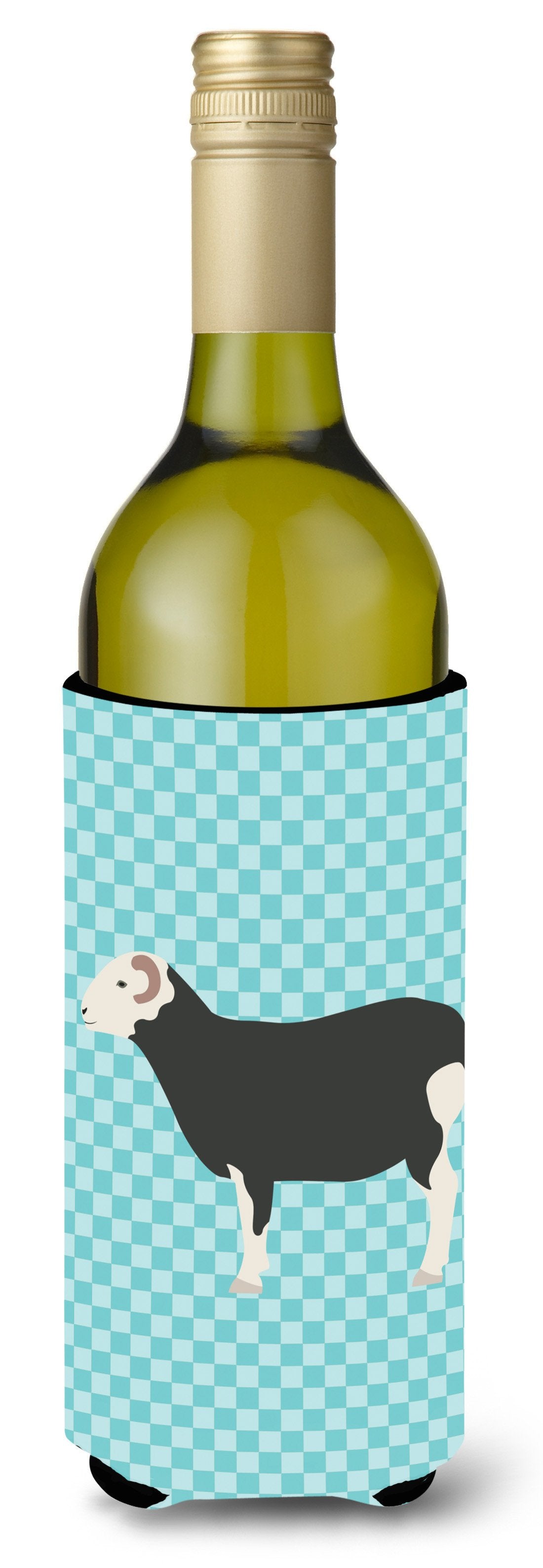 Herwick Sheep Blue Check Wine Bottle Beverge Insulator Hugger BB8144LITERK by Caroline's Treasures