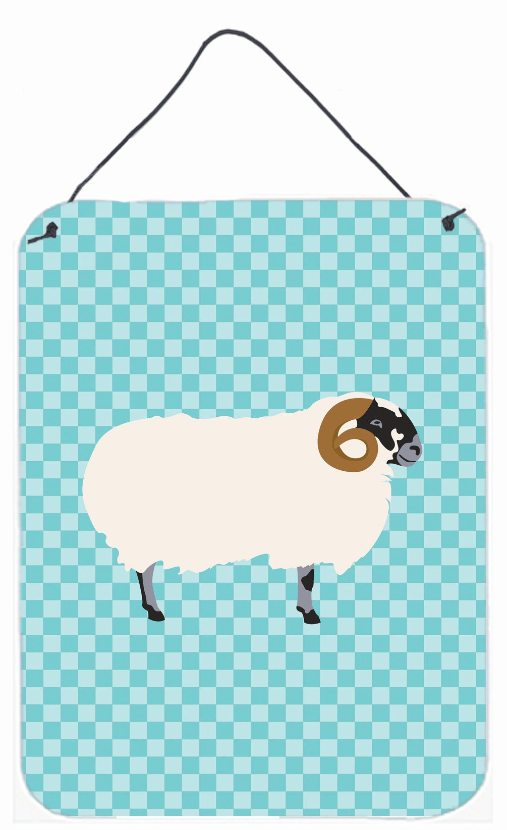 Scottish Blackface Sheep Blue Check Wall or Door Hanging Prints BB8147DS1216 by Caroline's Treasures