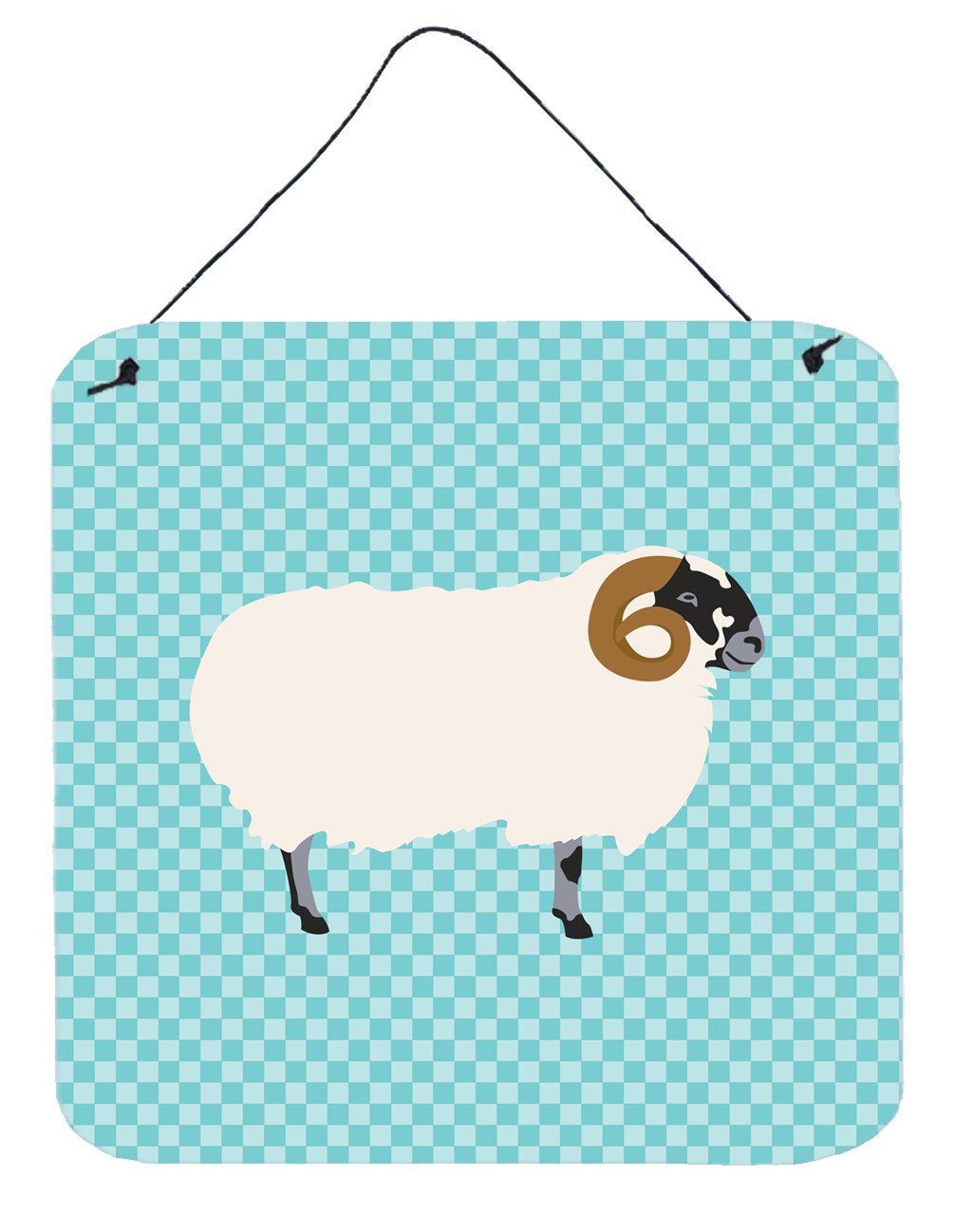 Scottish Blackface Sheep Blue Check Wall or Door Hanging Prints BB8147DS66 by Caroline's Treasures