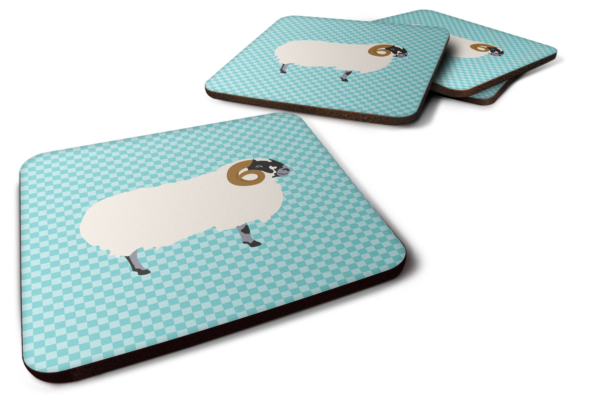 Scottish Blackface Sheep Blue Check Foam Coaster Set of 4 BB8147FC - the-store.com