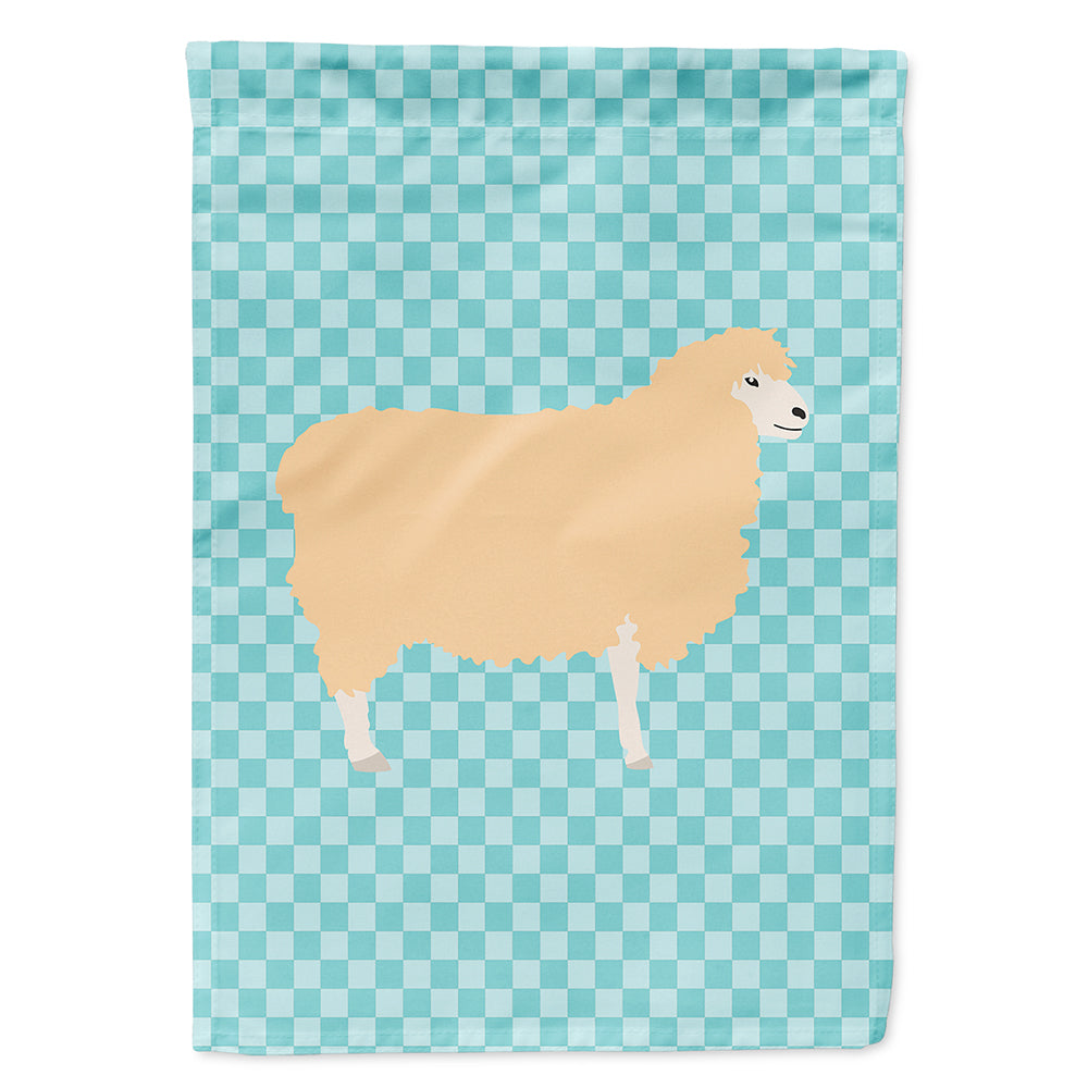 English Leicester Longwool Sheep Blue Check Flag Canvas House Size BB8148CHF  the-store.com.