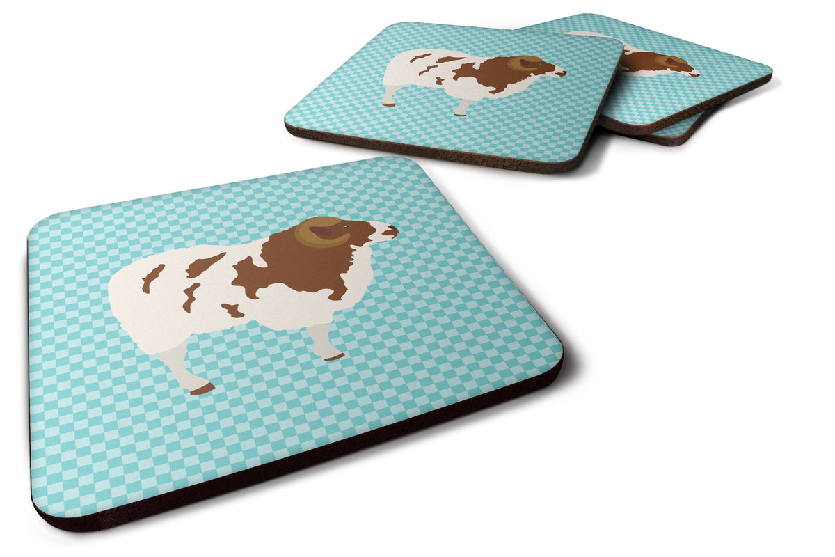 Jacob Sheep Blue Check Foam Coaster Set of 4 BB8149FC - the-store.com