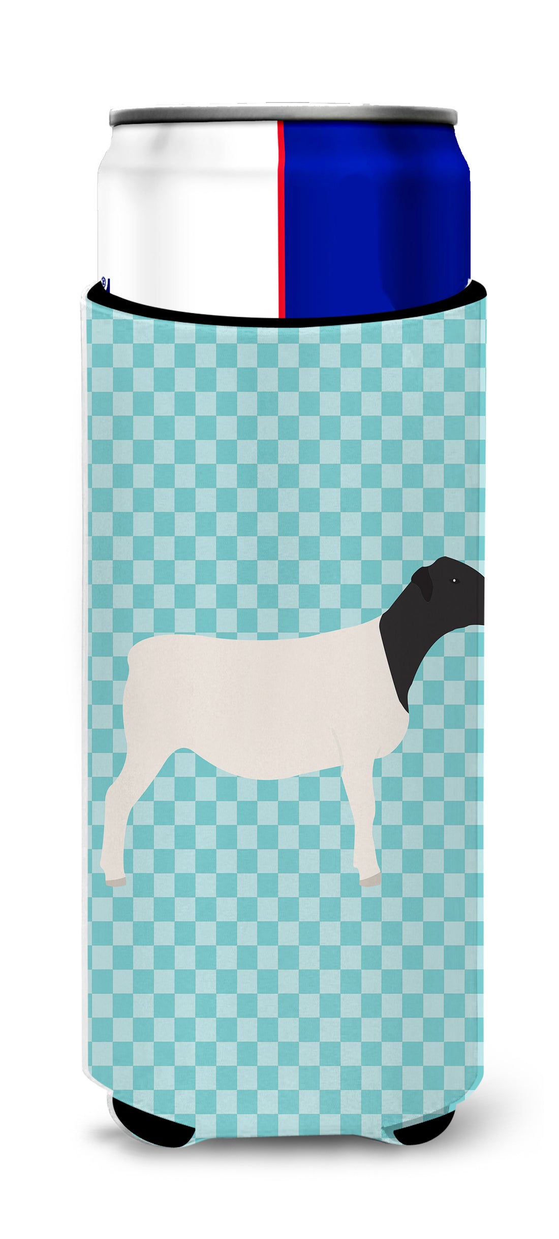 Dorper Sheep Blue Check  Ultra Hugger for slim cans  the-store.com.