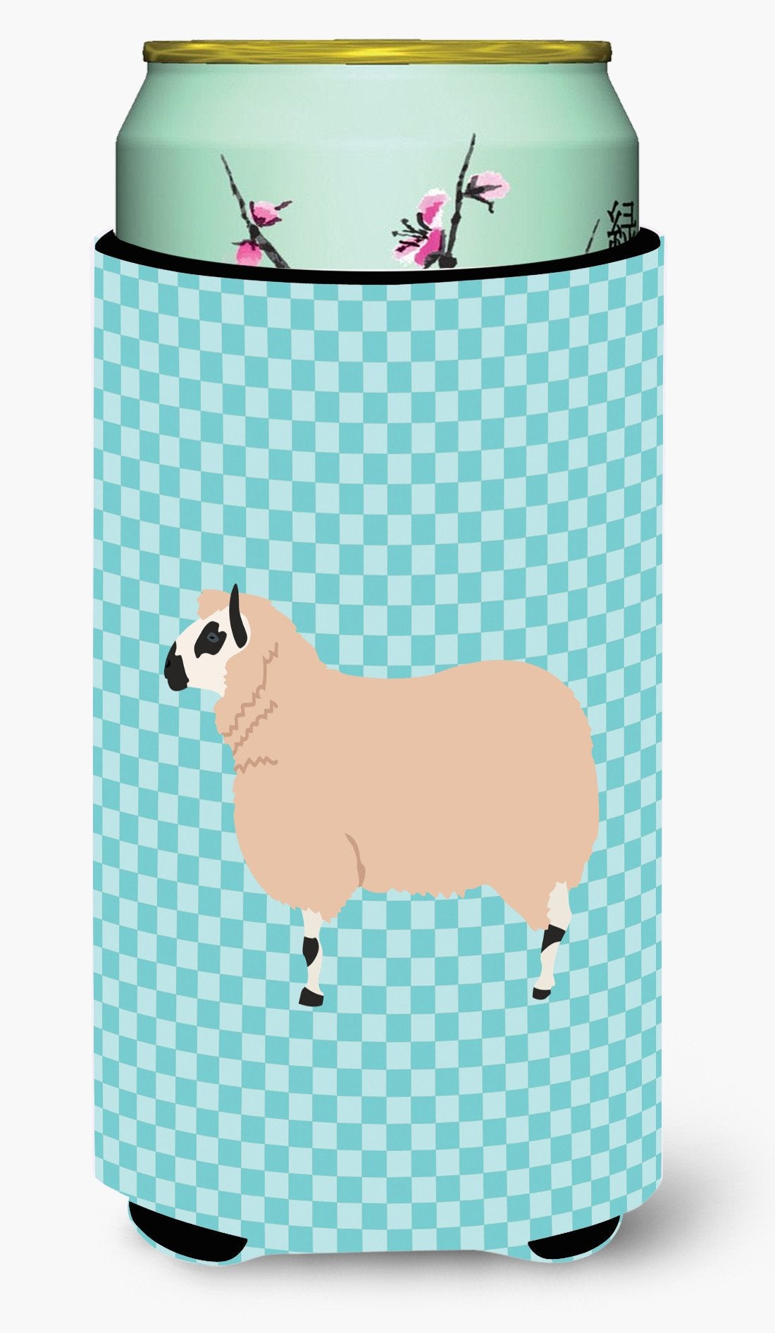 Kerry Hill Sheep Blue Check Tall Boy Beverage Insulator Hugger BB8153TBC by Caroline's Treasures