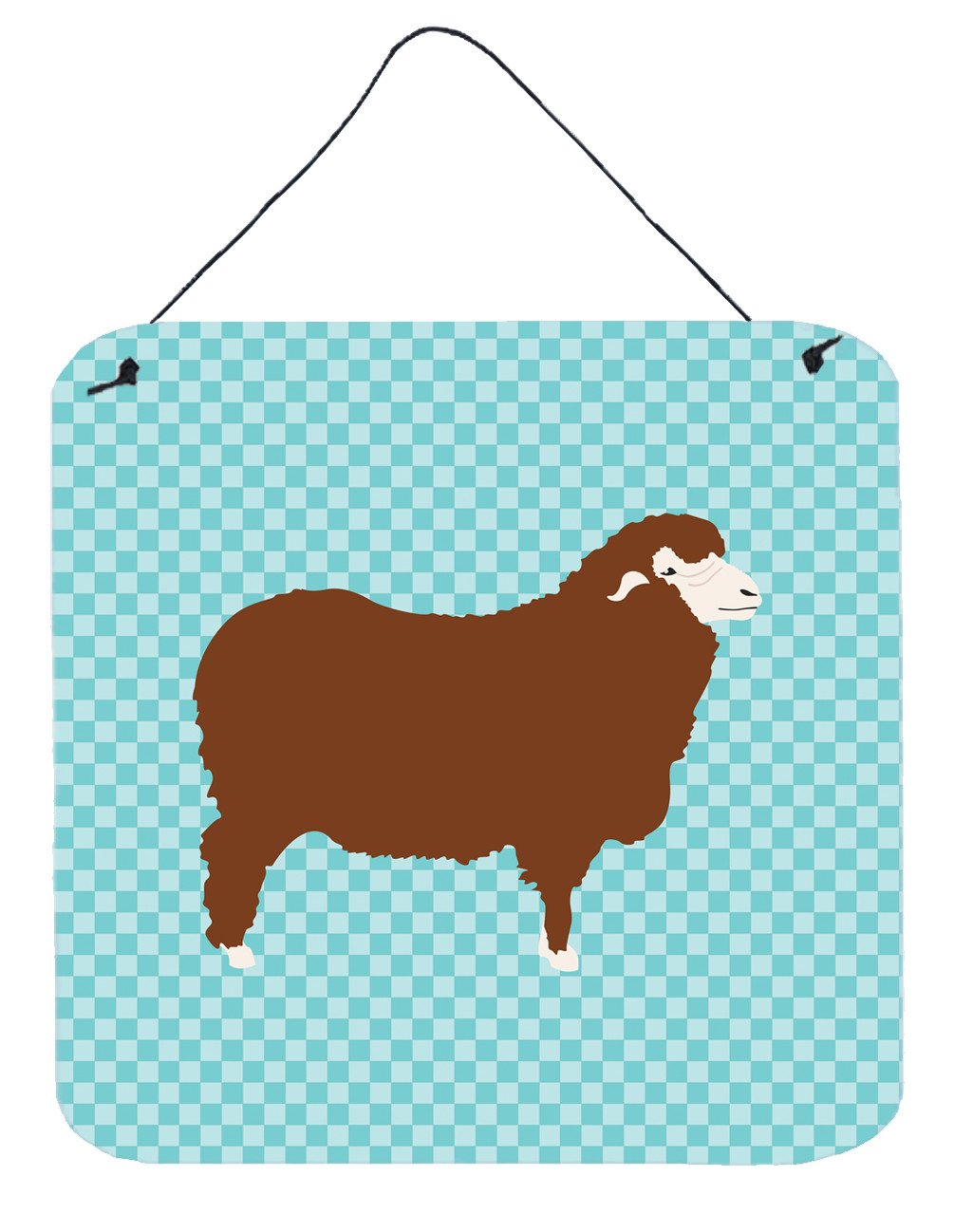 Merino Sheep Blue Check Wall or Door Hanging Prints BB8155DS66 by Caroline&#39;s Treasures