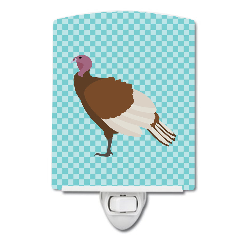 Bourbon Red Turkey Hen Blue Check Ceramic Night Light BB8156CNL - the-store.com