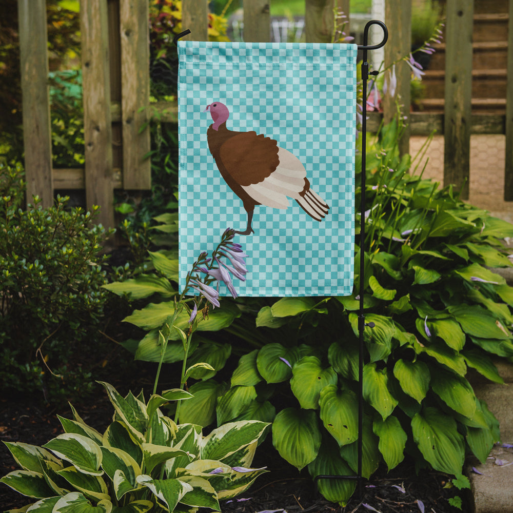 Bourbon Red Turkey Hen Blue Check Flag Garden Size  the-store.com.