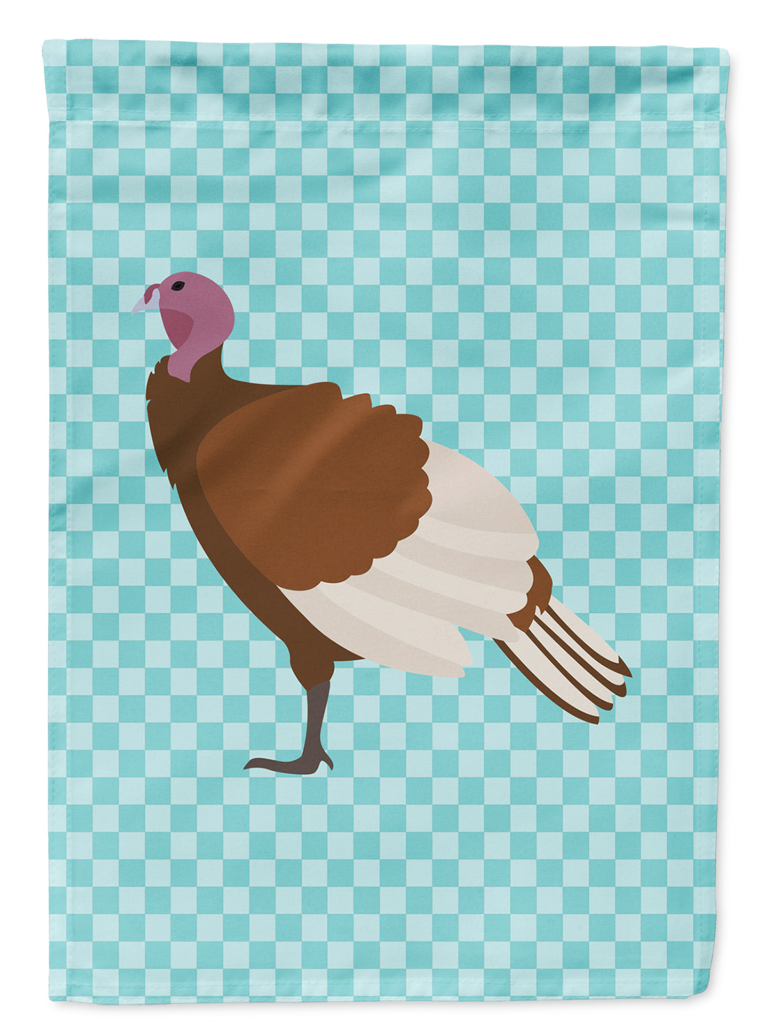 Bourbon Red Turkey Hen Blue Check Flag Garden Size  the-store.com.