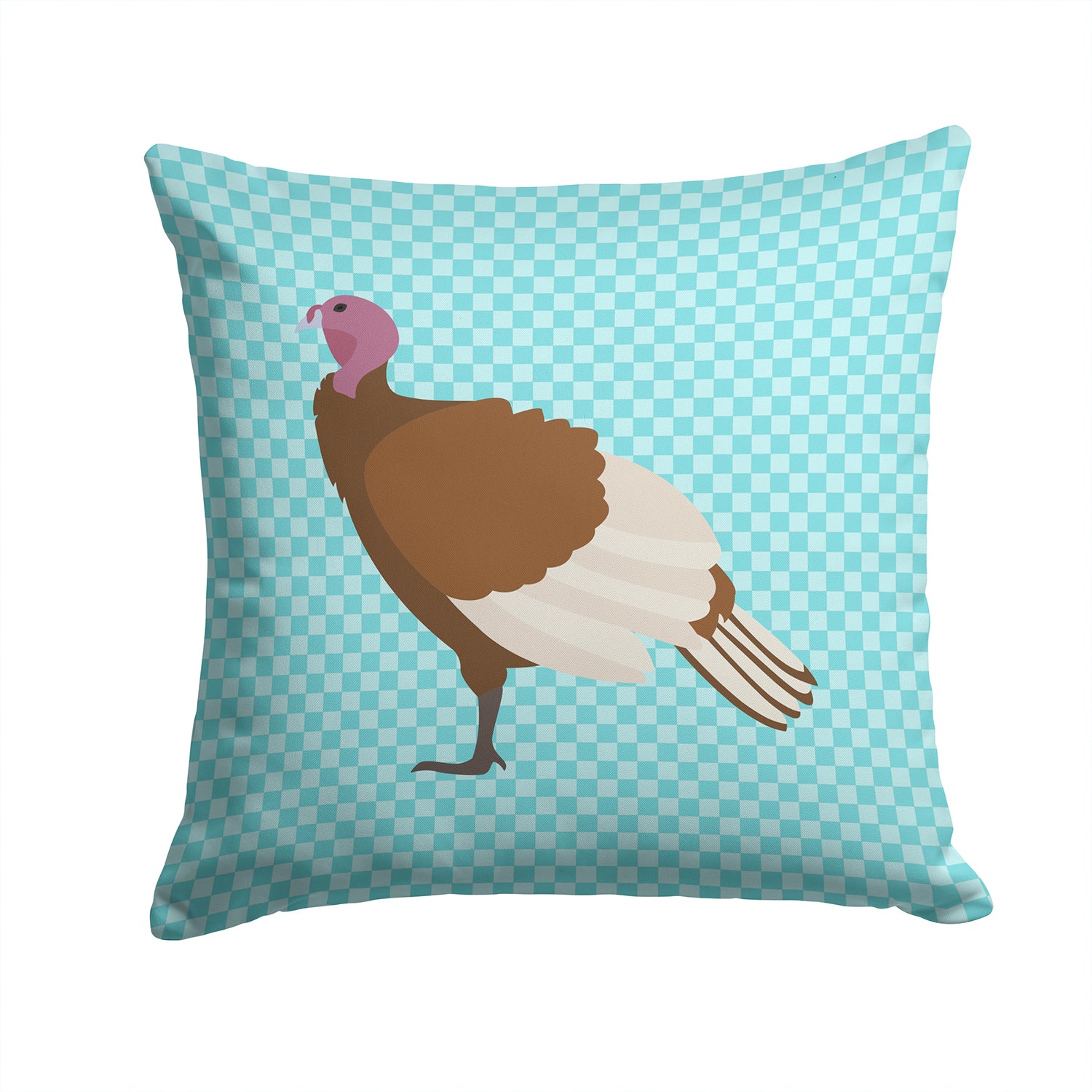 Bourbon Red Turkey Hen Blue Check Fabric Decorative Pillow BB8156PW1414 - the-store.com