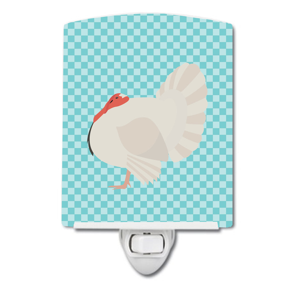 White Holland Turkey Blue Check Ceramic Night Light BB8157CNL - the-store.com