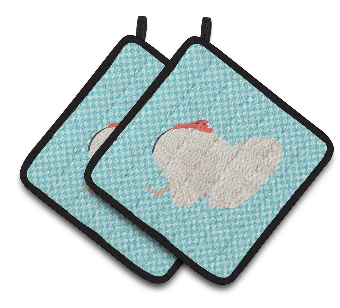 White Holland Turkey Blue Check Pair of Pot Holders BB8157PTHD by Caroline's Treasures