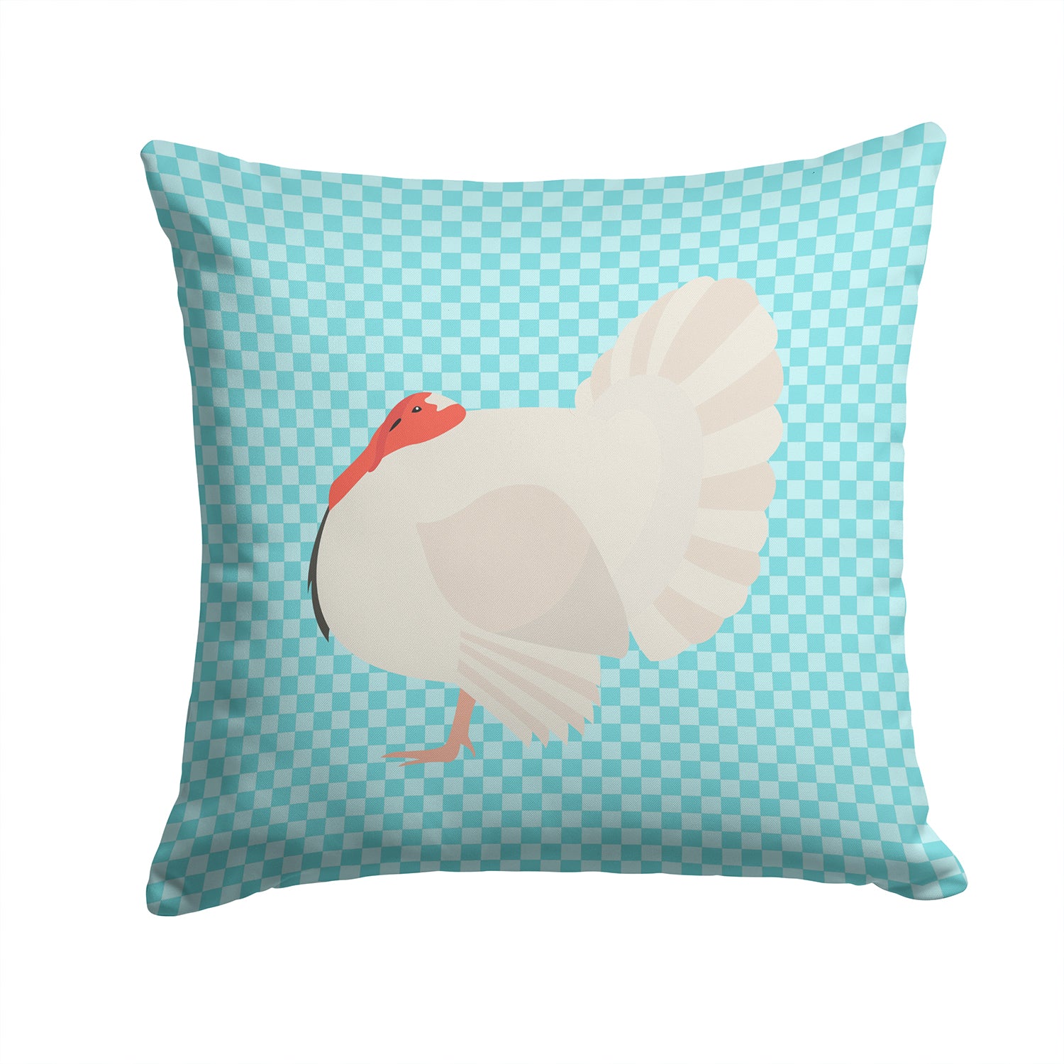 White Holland Turkey Blue Check Fabric Decorative Pillow BB8157PW1414 - the-store.com