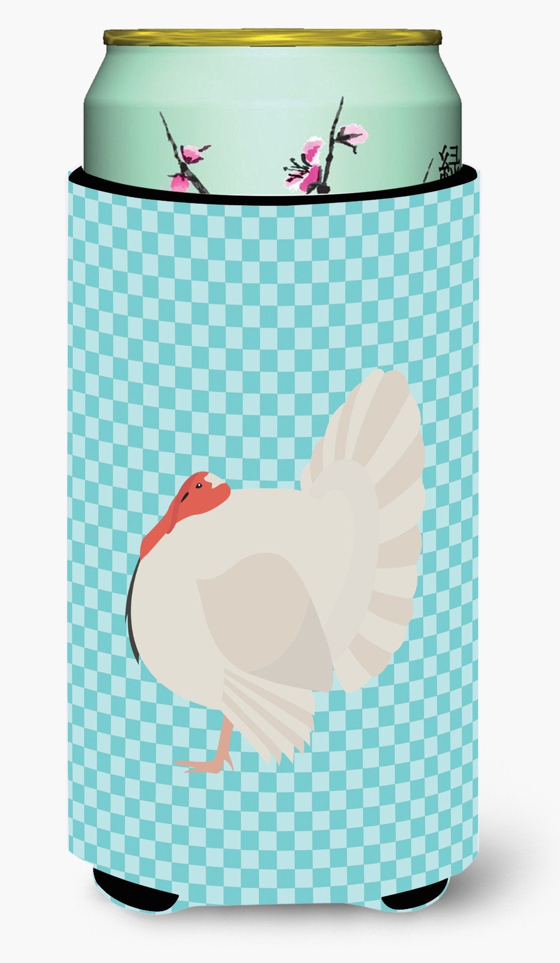 White Holland Turkey Blue Check Tall Boy Beverage Insulator Hugger BB8157TBC by Caroline's Treasures