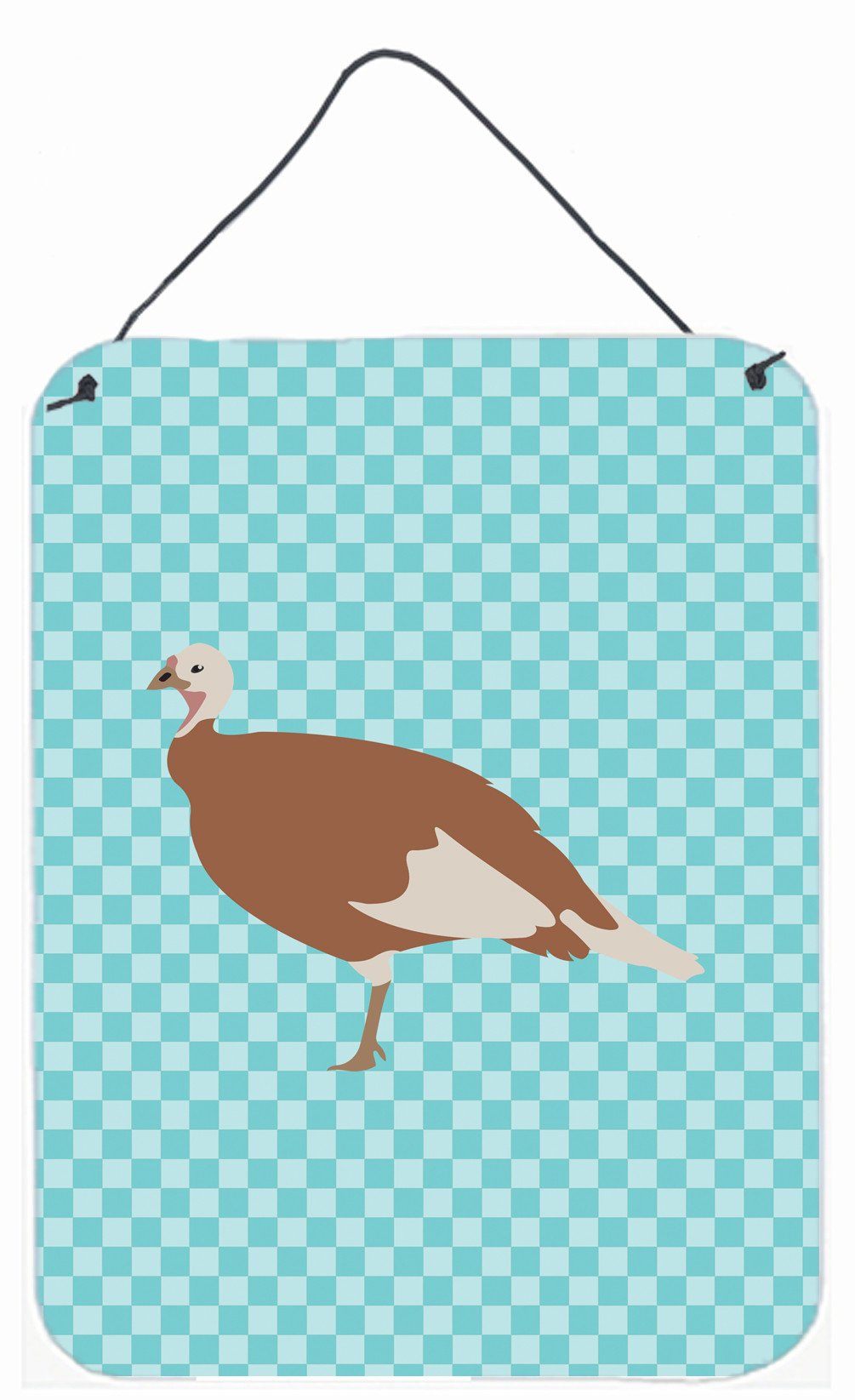 Jersey Buff Turkey Hen Blue Check Wall or Door Hanging Prints BB8158DS1216 by Caroline's Treasures