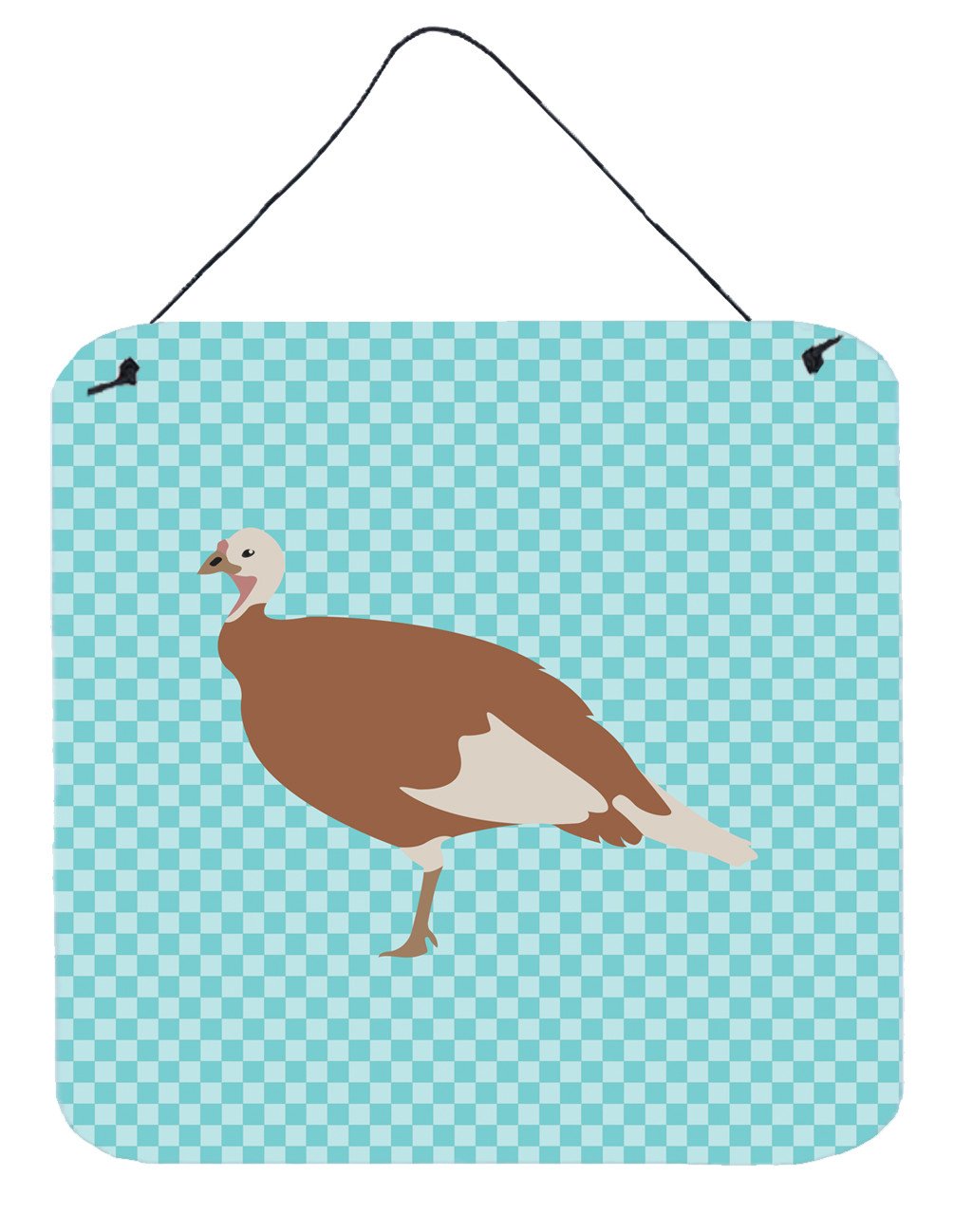 Jersey Buff Turkey Hen Blue Check Wall or Door Hanging Prints BB8158DS66 by Caroline's Treasures