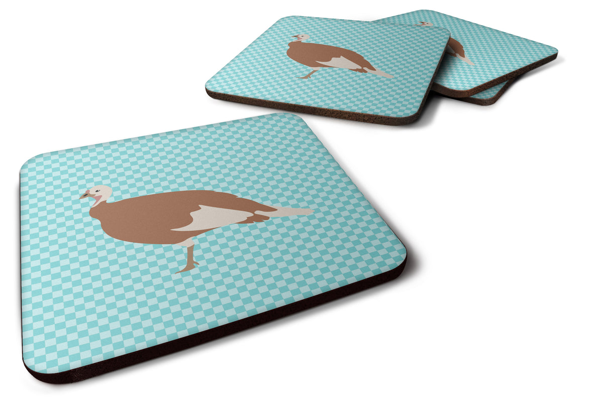 Jersey Buff Turkey Hen Blue Check Foam Coaster Set of 4 BB8158FC - the-store.com