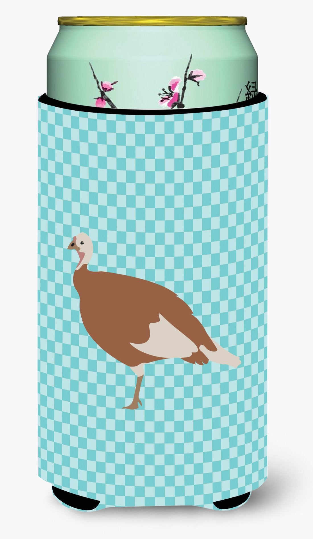 Jersey Buff Turkey Hen Blue Check Tall Boy Beverage Insulator Hugger BB8158TBC by Caroline's Treasures