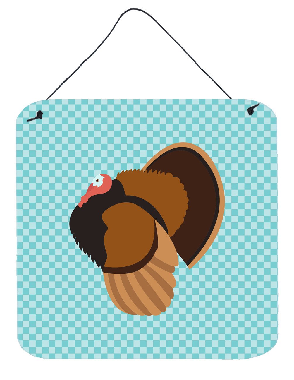 Bronze Turkey Blue Check Wall or Door Hanging Prints BB8160DS66 by Caroline&#39;s Treasures