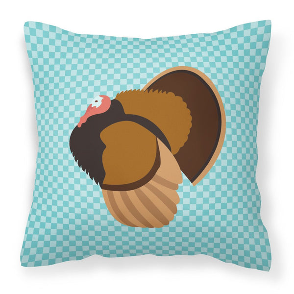 Bronze Turkey Blue Check Fabric Decorative Pillow BB8160PW1818 by Caroline's Treasures