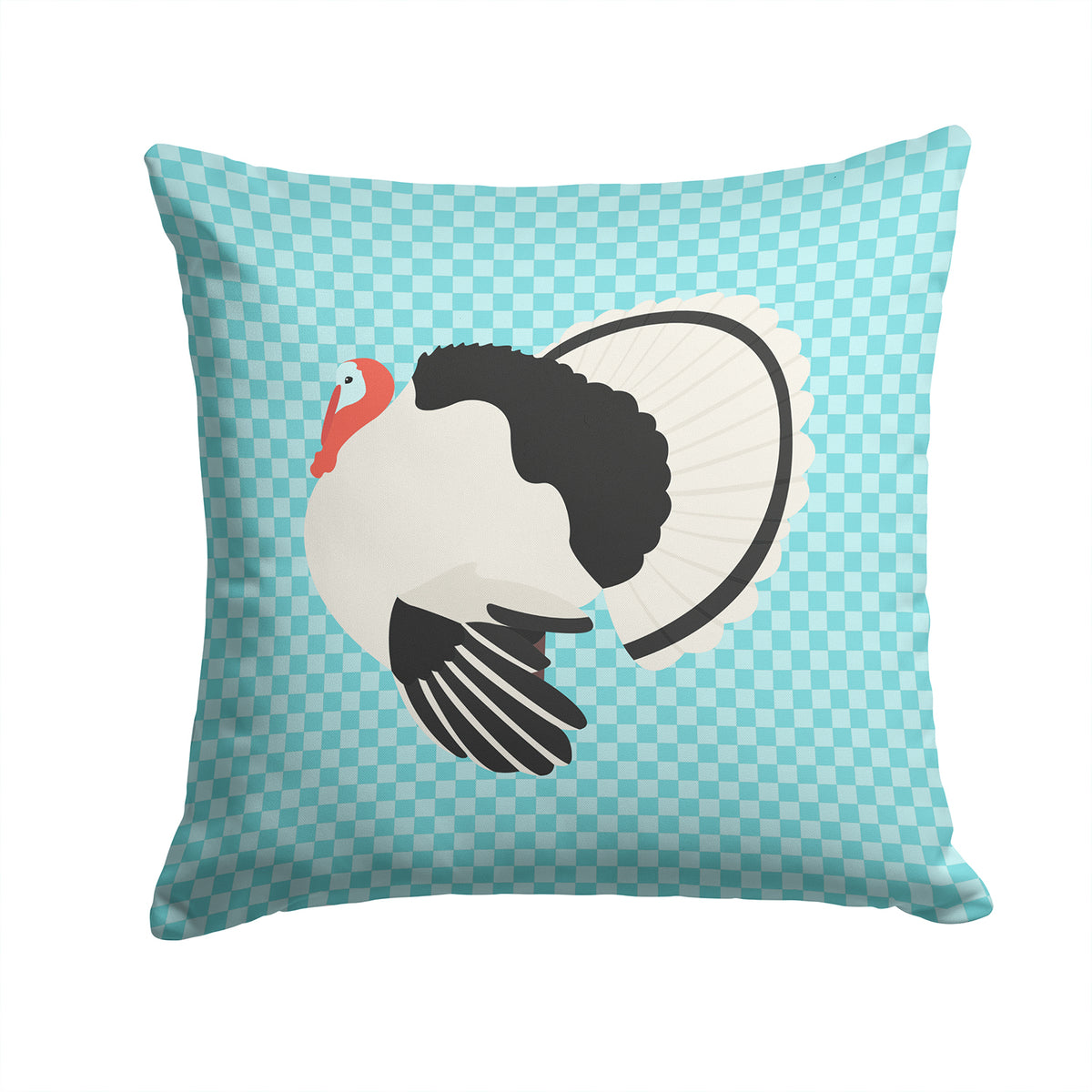 Royal Palm Turkey Blue Check Fabric Decorative Pillow BB8162PW1414 - the-store.com