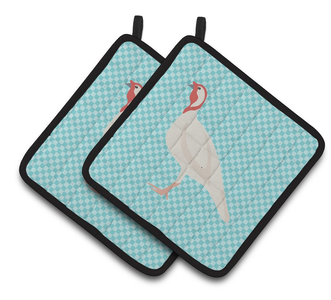 Beltsville Small White Turkey Hen Blue Check Pair of Pot Holders BB8163PTHD by Caroline's Treasures