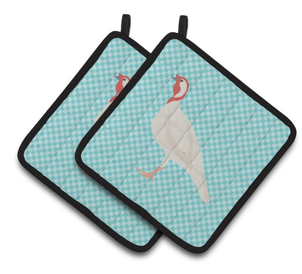 Beltsville Small White Turkey Hen Blue Check Pair of Pot Holders BB8163PTHD by Caroline's Treasures